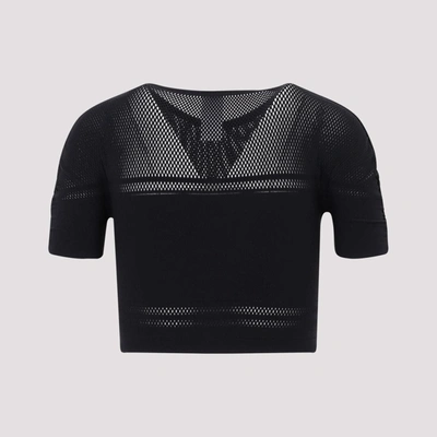 Shop Wolford Woldford Net Lines Top Short Sleeves In Black