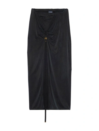 Shop Jacquemus Asymmetric & Draped Skirt In Black