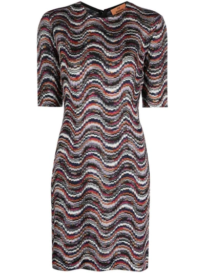 Shop Missoni Sport Missoni Waves Pattern Short Dress In Multicolour