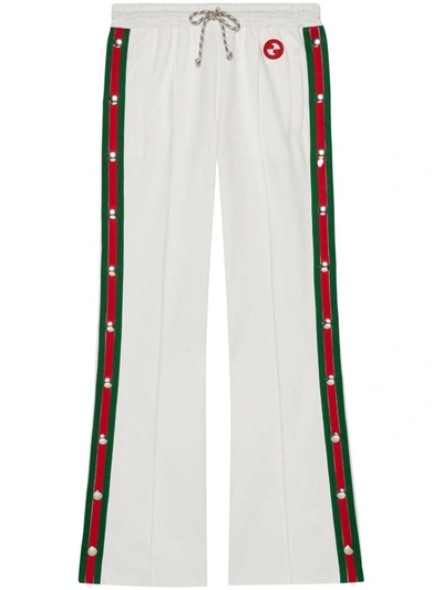 Shop Gucci Web Detail Trousers In White