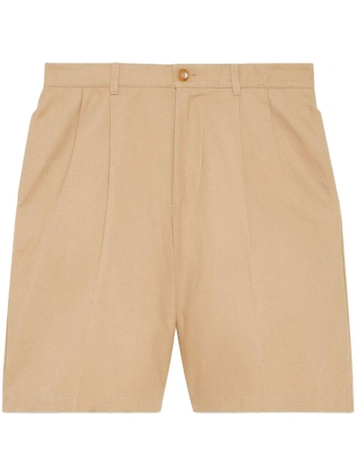 Shop Gucci Cotton Shorts In Beige
