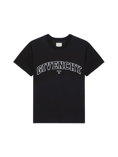 Givenchy Logo-embroidered Cotton T-shirt In Black