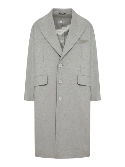 Shop Dolce & Gabbana Single Breasted Coat In Grey