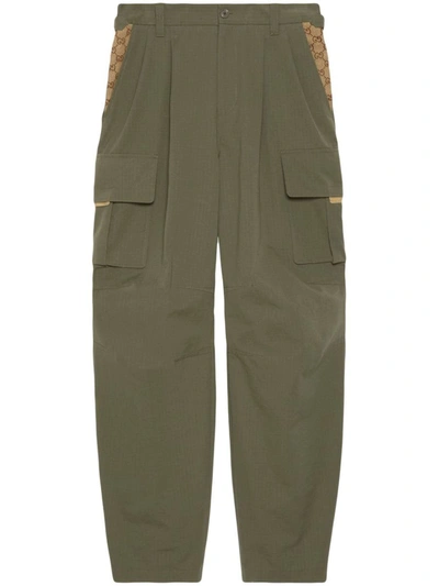 Shop Gucci Gg Detail Cargo Trousers In Green