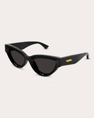 Shop Bottega Veneta Women's Edgy Cat-eye Sunglasses In Black