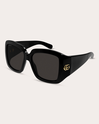 Shop Gucci Women's Gg Corner Square Sunglasses In Black