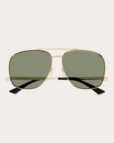 Shop Saint Laurent Women's Leon Aviator Sunglasses In Gold