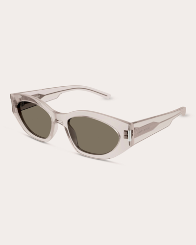 Shop Saint Laurent Women's Transparent Cat-eye Sunglasses In Grey