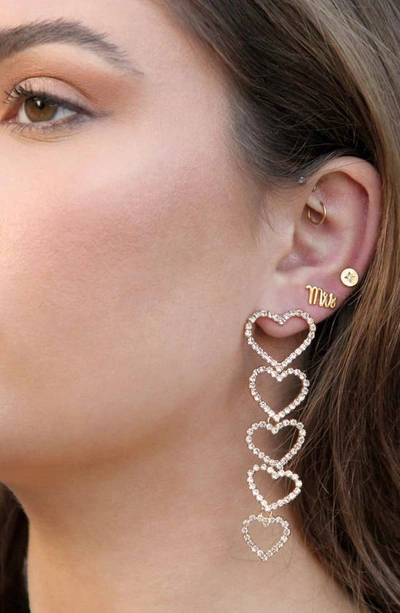 Shop Ettika Heart Linear Drop Earrings In Gold