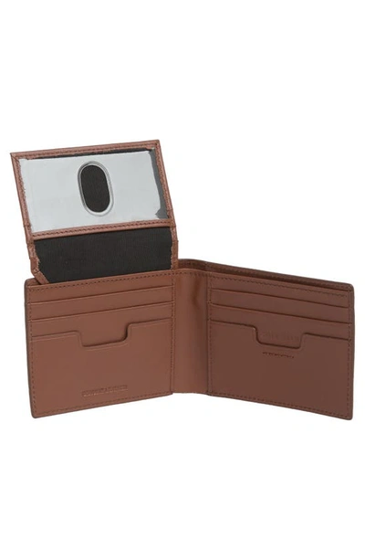 Cole Haan Brogue Leather Passcase In Cognac