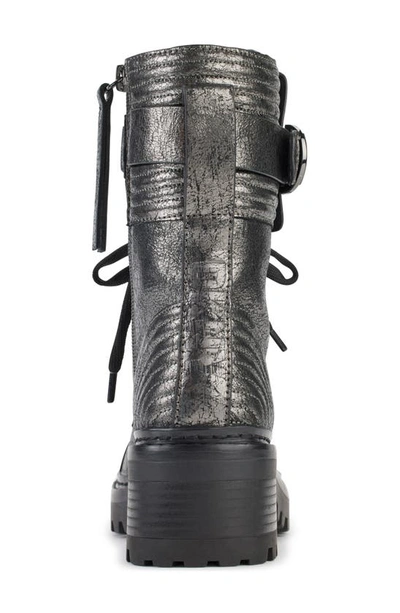 Dkny Falcao Metallic Combat Boot In Dk Gunmetal