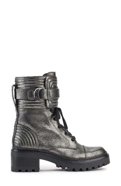 Dkny Falcao Metallic Combat Boot In Dk Gunmetal