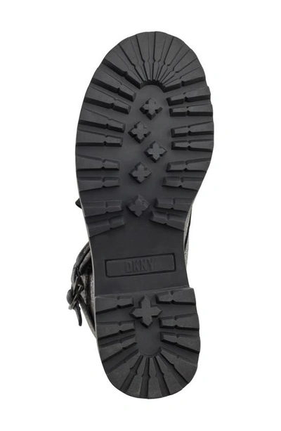 Dkny Falcao Metallic Combat Boot In Dk Gunmetal