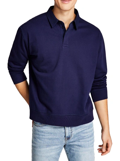 Shop And Now This Mens Collared Fleece Polo In Blue