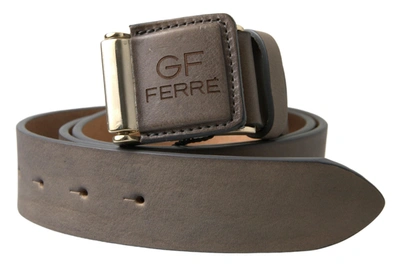 Gf Ferre' Elegant Leather Fashion Belt With Engraved Buckle In Brown
