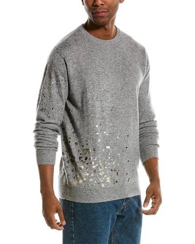 Shop Scott & Scott London Foil Wool & Cashmere-blend Crewneck Sweater In Grey