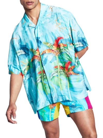 Shop And Now This Mens Collared Printed Hawaiian Print Shirt In Multi