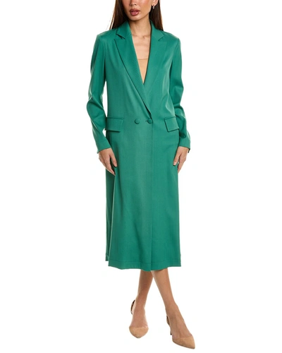 Shop Oscar De La Renta Gabardine Wool-blend Coat In Green