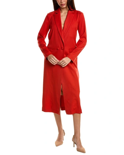 Shop Oscar De La Renta Gabardine Wool-blend Coat In Red