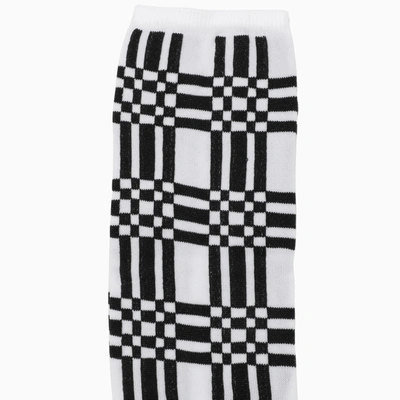 Shop Marni White/black Check Pattern Short Socks