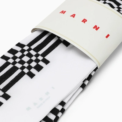 Shop Marni White/black Check Pattern Short Socks