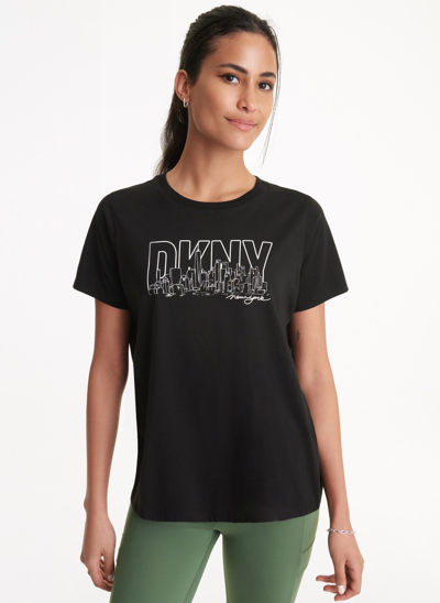 Shop Dkny Women's Skyline Sketch Logo T-shirt In White