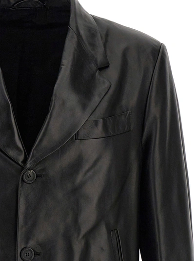 Shop Ferragamo Leather Blazer Jacket Jackets Black