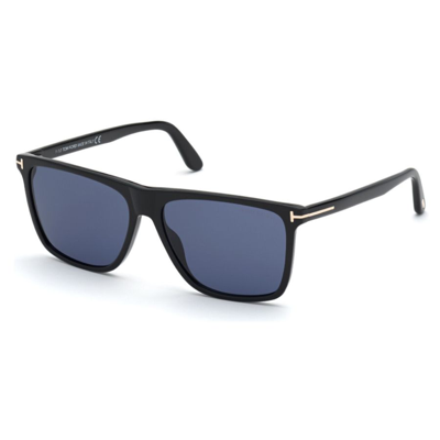 Shop Tom Ford Fletcher Blue Browline Mens Sunglasses Ft0832 01v 57 In Black / Blue