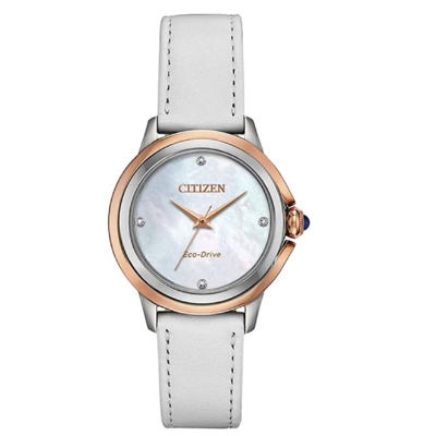 Shop Citizen Ceci Eco-drive Diamond Mother Of Pearl Dial Ladies Watch Em0796-08y In Gold Tone / Mother Of Pearl / Rose / Rose Gold Tone / White