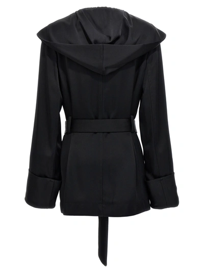 Shop Saint Laurent Satin Crêpe Hooded Jacket Jackets Black