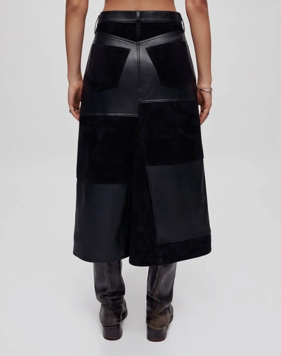 Shop Re/done Mid Rise Leather Patchwork Skirt In 23