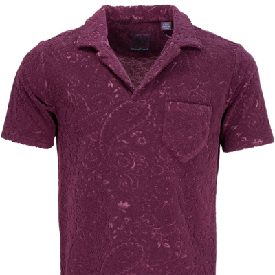 Shop Lords Of Harlech Johnny Paisley Towel Polo Shirt In Purple