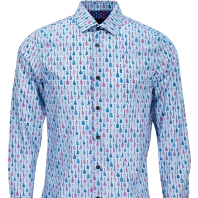 Shop Lords Of Harlech Norman Guitars Shirt In Blue