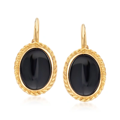 Ross-simons 8x6mm Black Onyx Drop Earrings In 14kt Yellow Gold In Black