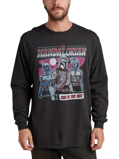 Shop Junk Food The Mandalorian Mens Cotton Long Sleeves T-shirt In Black