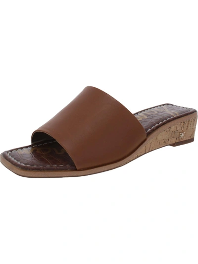 Shop Sam Edelman Valery Womens Leather Slip On Wedge Sandals In Multi