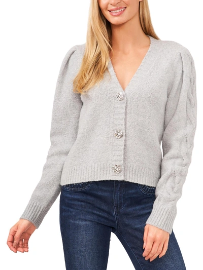 Shop Cece Womens Merino Wool V-neck Cardigan Sweater In Silver