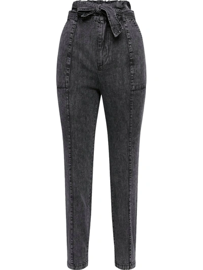 Shop Bb Dakota By Steve Madden Womens Mid-rise Paperbag Waist Ankle Jeans In Black