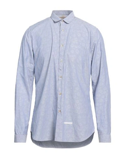 Dnl Man Shirt Blue Size 16 ½ Cotton, Polyamide In Blue