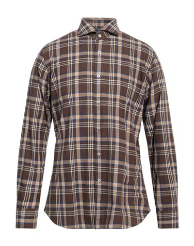 Xacus Man Shirt Brown Size 17 Cotton In Brown