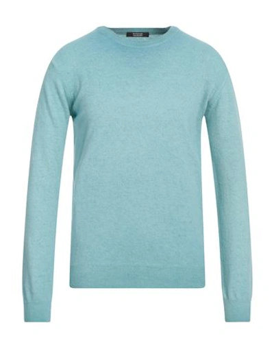 Shop Bomboogie Man Sweater Turquoise Size 3xl Wool, Polyamide In Blue