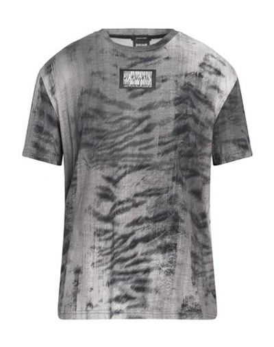 Shop Just Cavalli Man T-shirt Steel Grey Size L Cotton