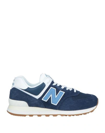 Shop New Balance Man Sneakers Navy Blue Size 8 Soft Leather, Textile Fibers