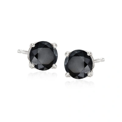 Ross-simons Black Diamond Stud Earrings In Sterling Silver In Black