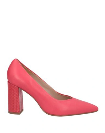 Shop Paola Ferri Woman Pumps Coral Size 8 Soft Leather In Red