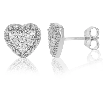 Shop Vir Jewels 1/4 Cttw Lab Grown Diamond Heart Stud Earrings .925 Sterling Silver Prong Set