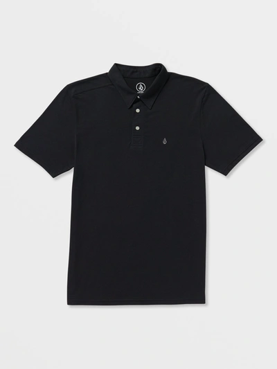 Shop Volcom Banger Short Sleeve Polo Shirt - Tinted Black In Multi