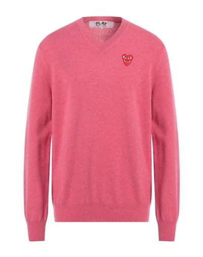 Shop Comme Des Garçons Play Man Sweater Magenta Size Xl Wool