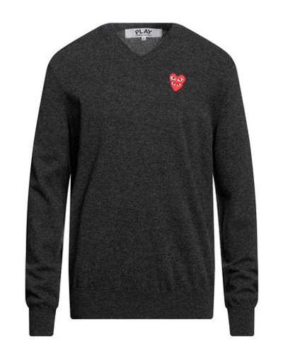 Shop Comme Des Garçons Play Man Sweater Steel Grey Size Xl Wool