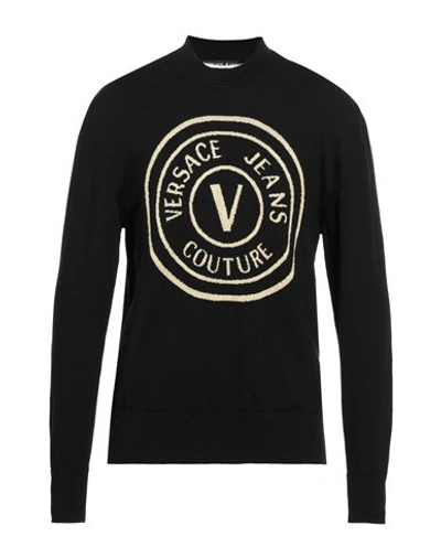 Versace Jeans Couture Round Emblem Wool Sweater In Black